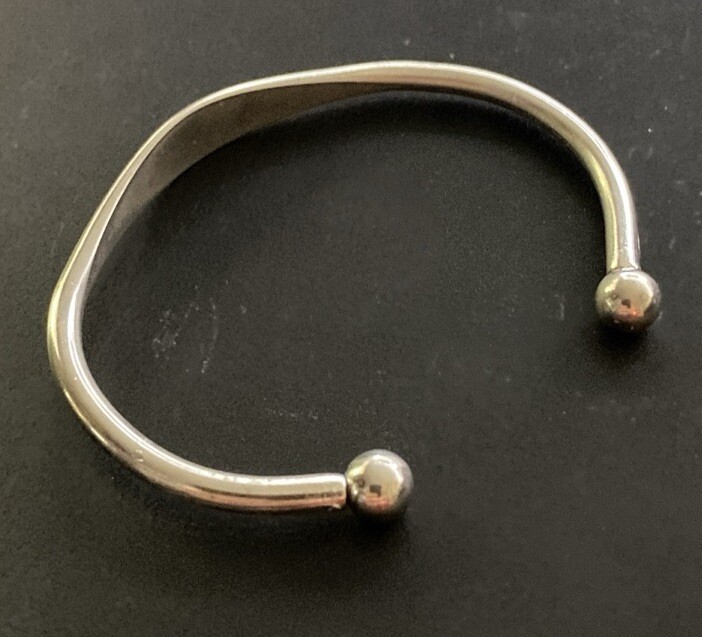 Silver Tone Wellness Cuff Bracelet Pre Owned