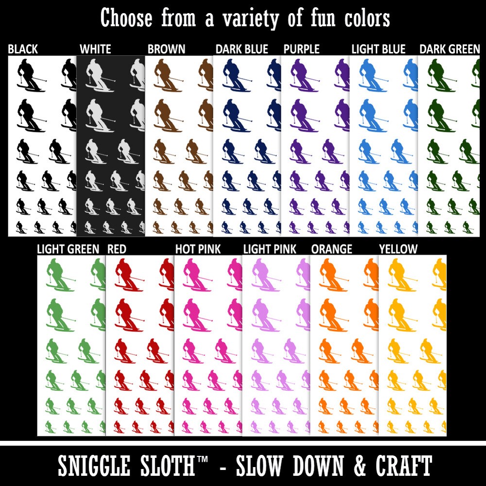 Skiing Skier Solid Temporary Tattoo Water Resistant Set