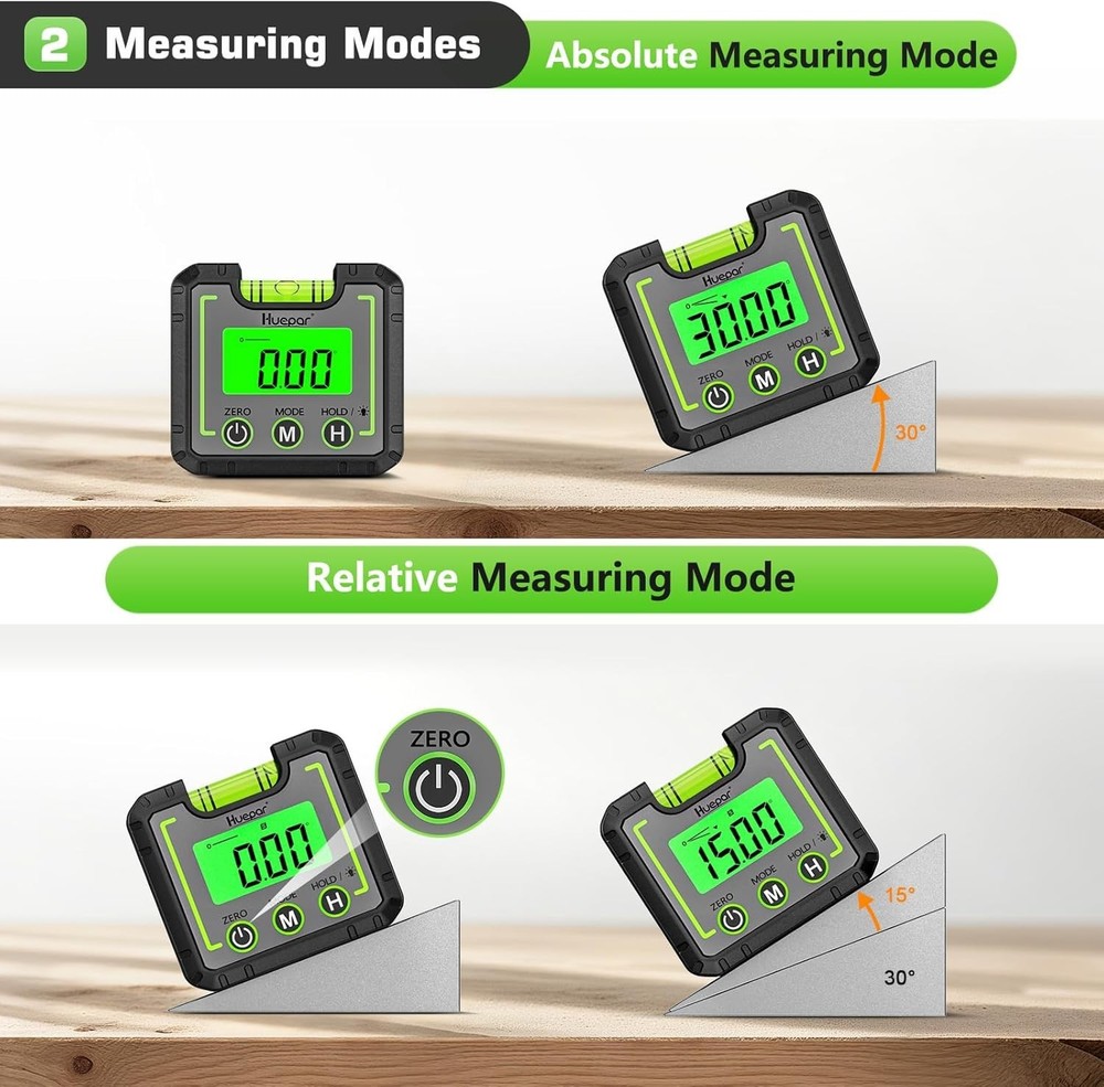 Compact Inclinometer with Backlit Display & Hold Function for Easy Measurements
