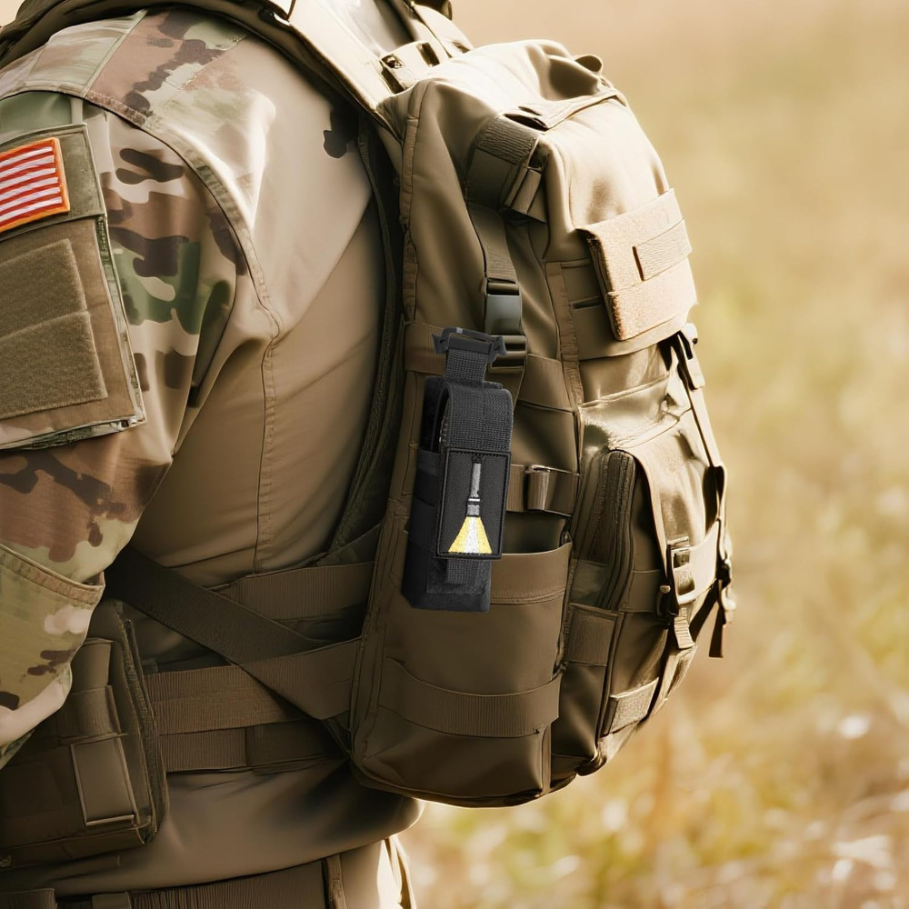 Tactical Flashlight Holster, Adjustable Flashlight Pouch Holder Molle Torch Carr