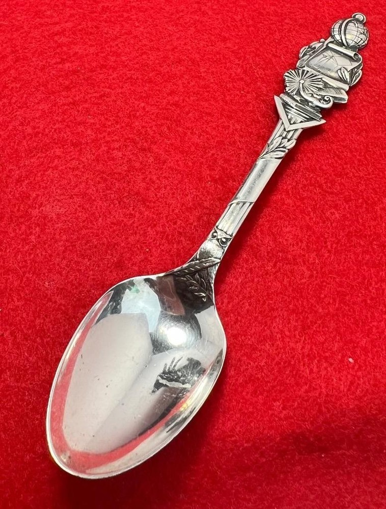 RW Higher Education 1900's Sterling Silver Spoon Globe Handle