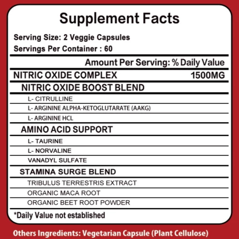 Nitric Oxide Pre-Workout + Nettle Root, Wild Yam Root - Men's, Tested