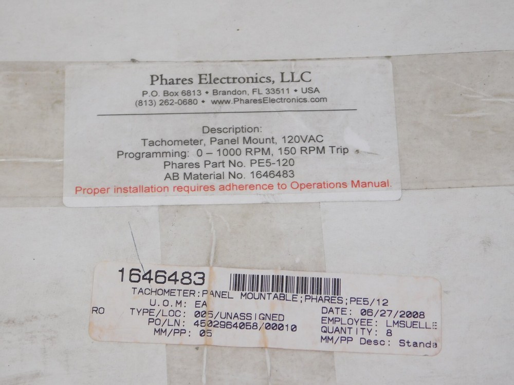 New Phares Electronics PE-5 Digital Panel Mount Process Tachometer Module Unit