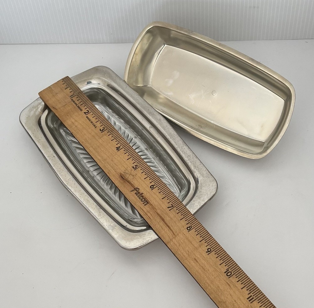 Vintage Silver Plate Covered Butter Dish with Glass Insert Commonwealth Silver