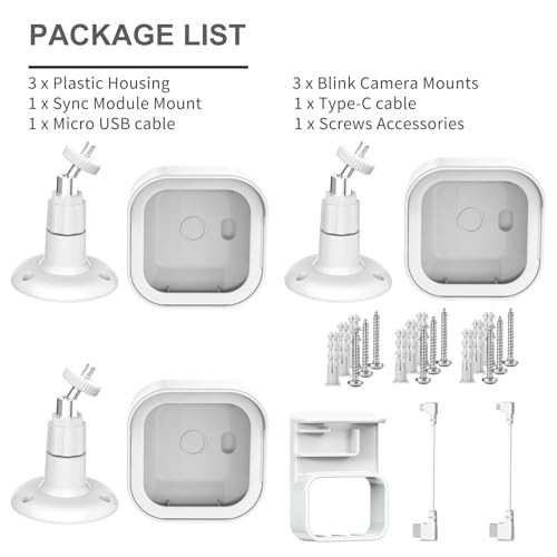 Outdoor Security Camera Housing & Mounting Bracket, 3-Pack, 360° Adjustable, Whi