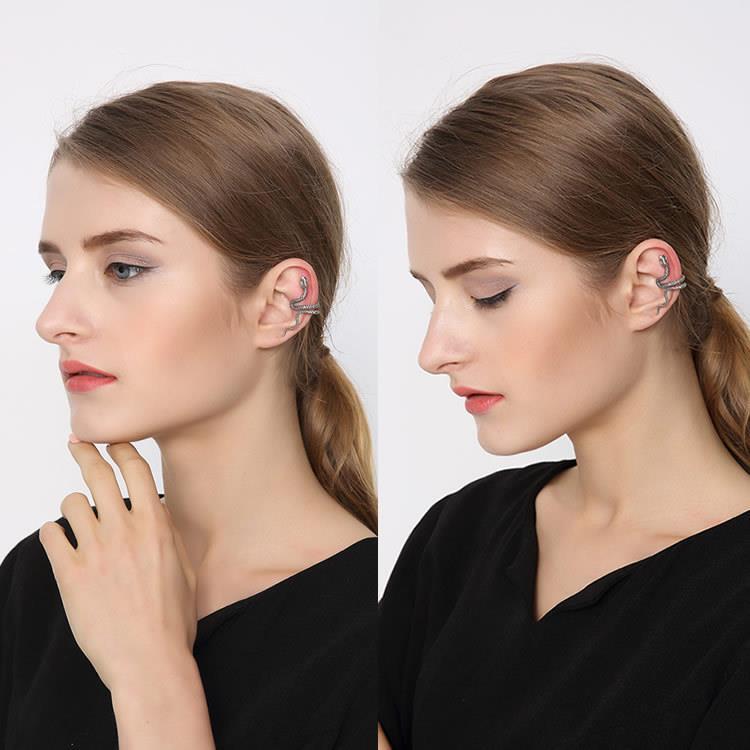 SINGLE Sterling Silver Snake Earring Ear Cuff Non Percing Unique Gothic Punk