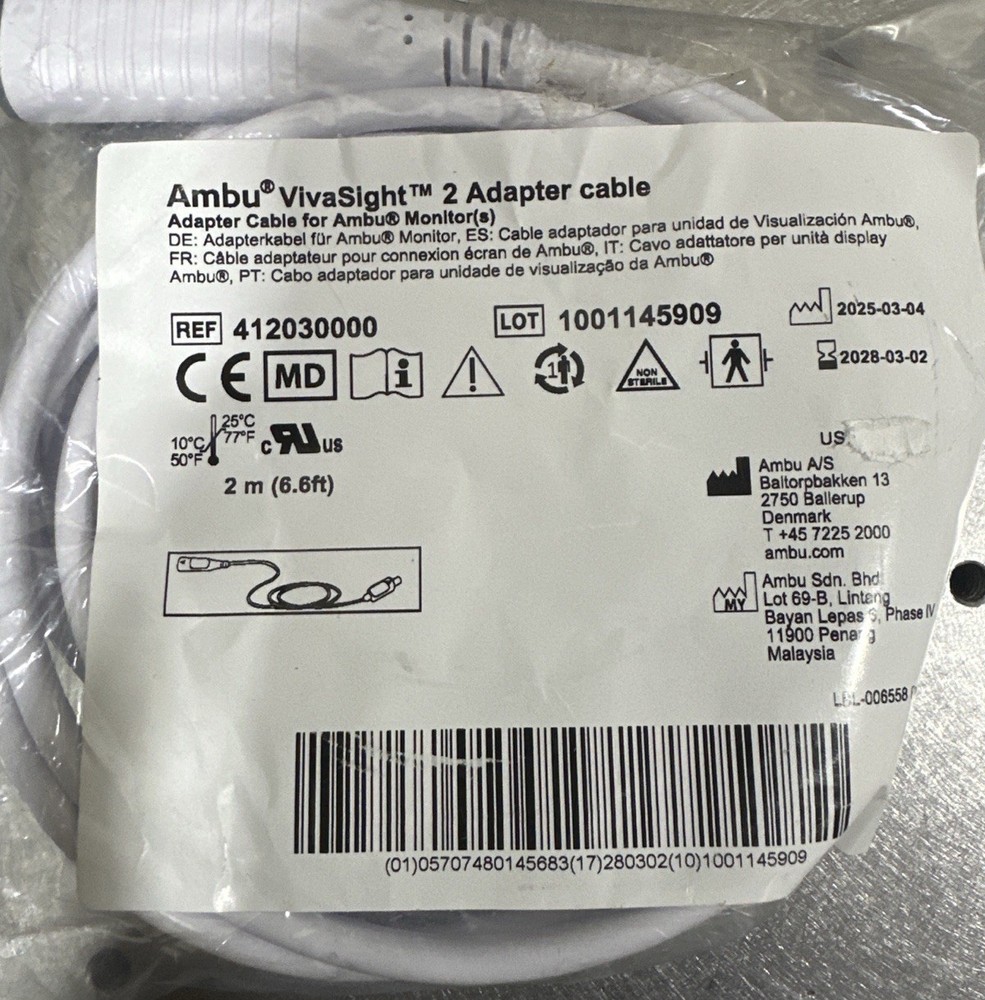 Ambu VivaSight 2 Adapter Cable REF 412030000 2m NEW