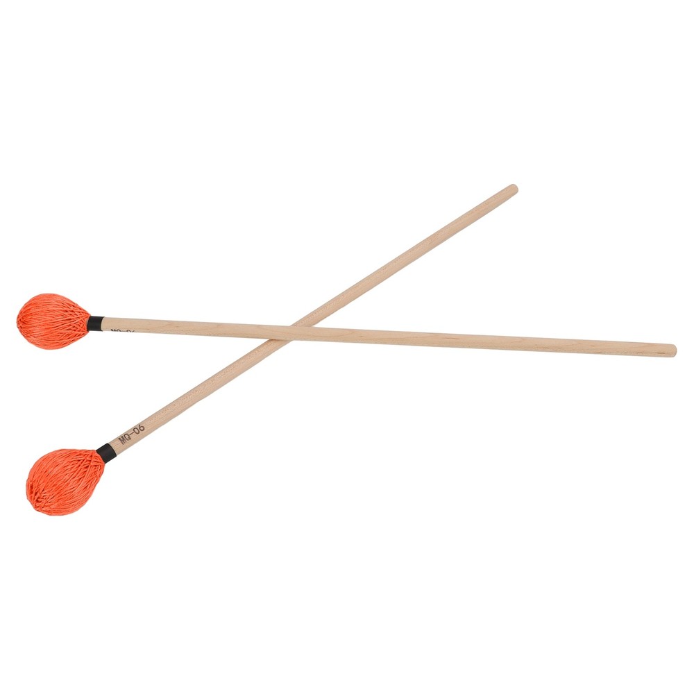 1 Pair Medium Hard Marimba Mallets For Percussion Playing Orange Excellent