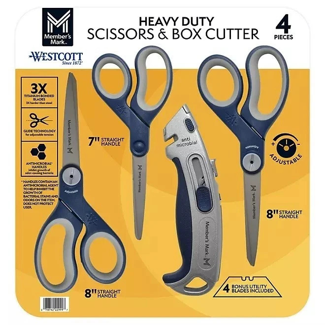 Member's Mark Anti-Microbial Scissors with Box Cutter