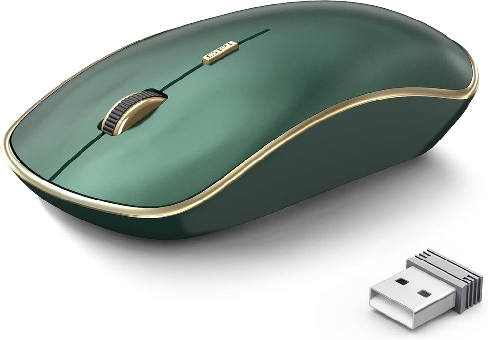 JOYACCESS 2.4G Slim Wireless Silent Mouse, Portable Computer Green
