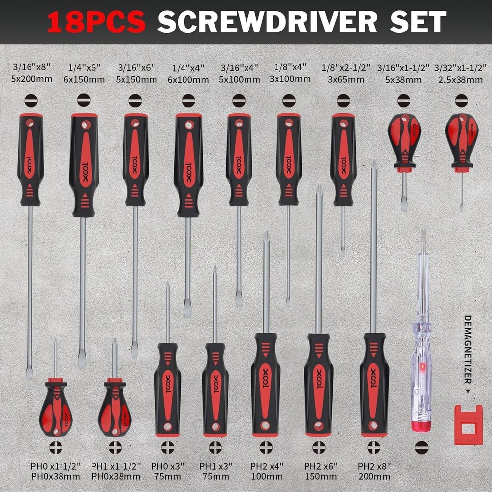 Professional Magnetic Screwdriver Kit with Cushion Grip
