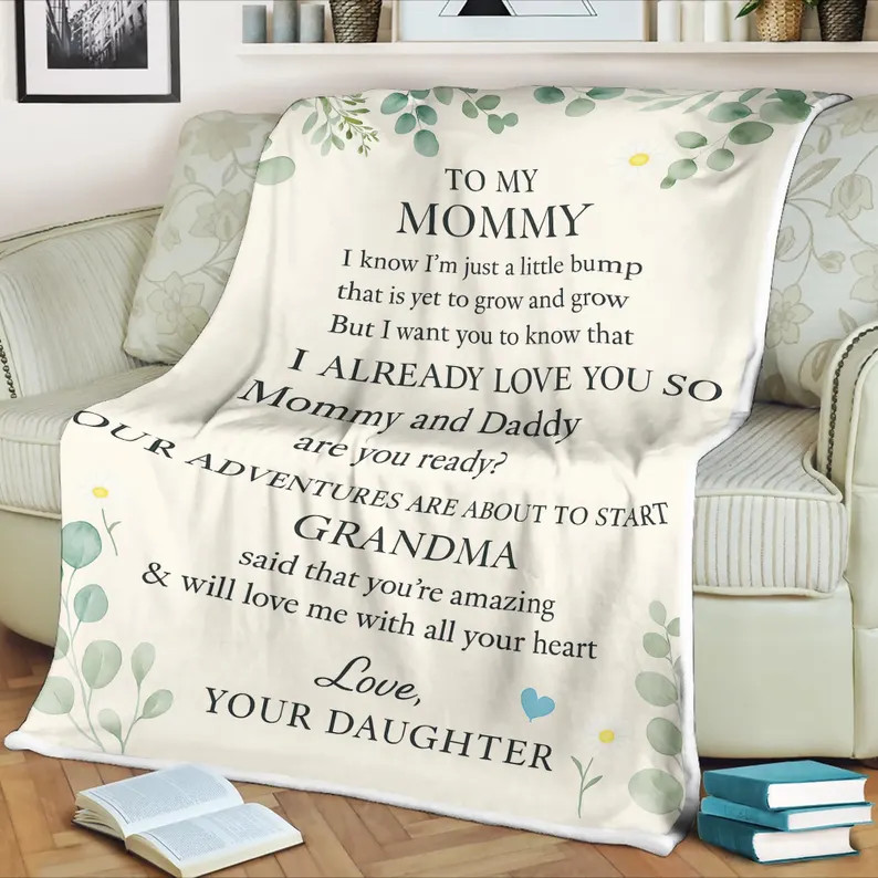 Personalized Eucalyptus Floral Blanket Custom Name Gift Idea Soft