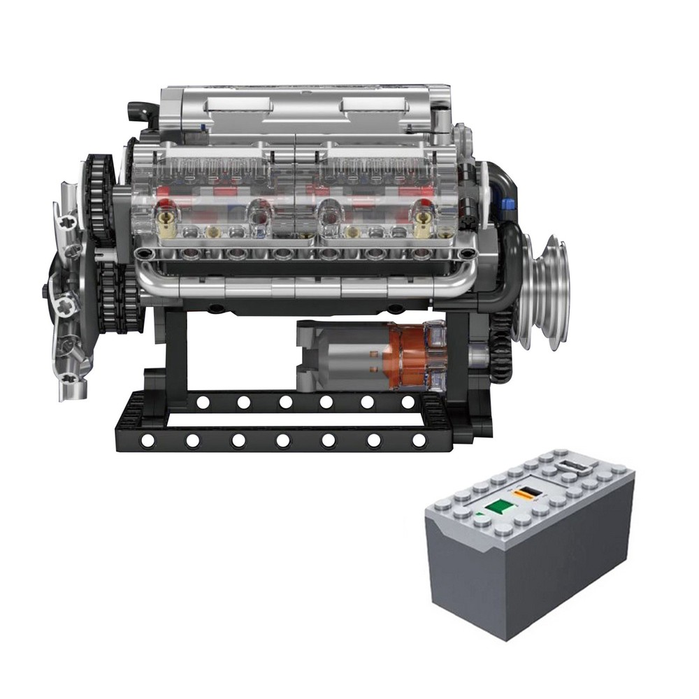 Visible V8 Engine Motor Engineering Model Building Stacking Blocks Gift New