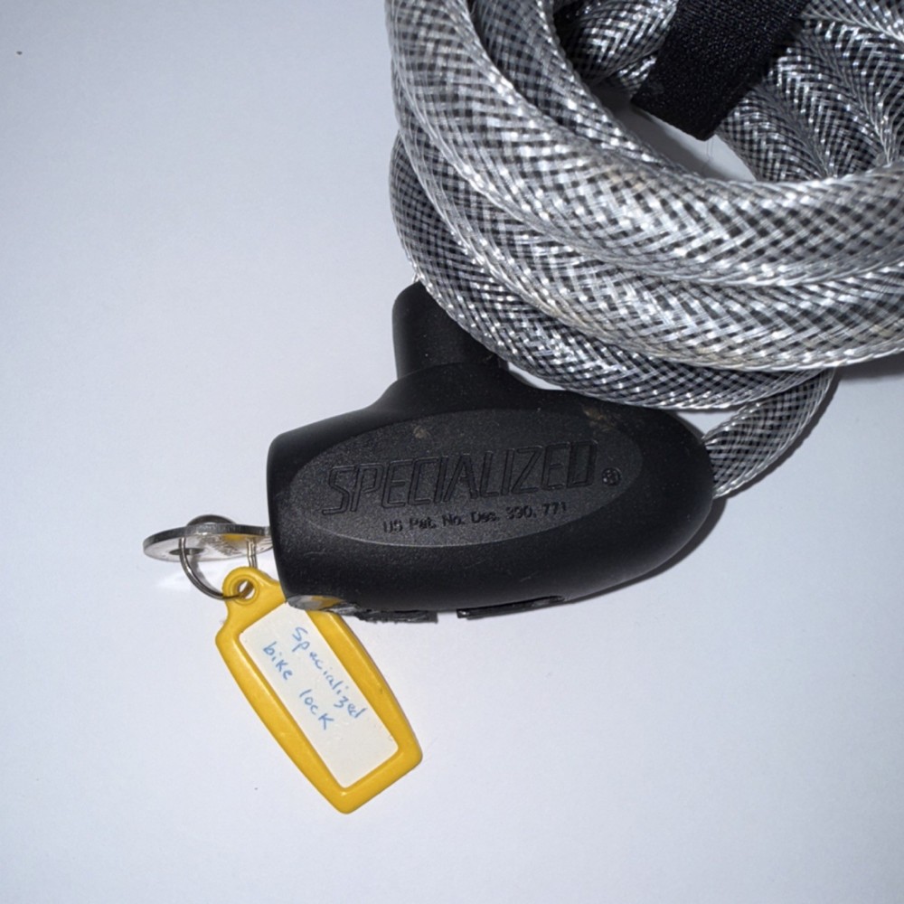Specialized Bike Cable Lock Keyed Durable Portable Black Silver Medium