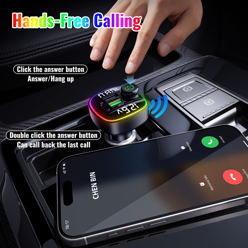 Dual USB Car Charger & Bluetooth FM Transmitter - Wireless MP3 Audio Adapter USA