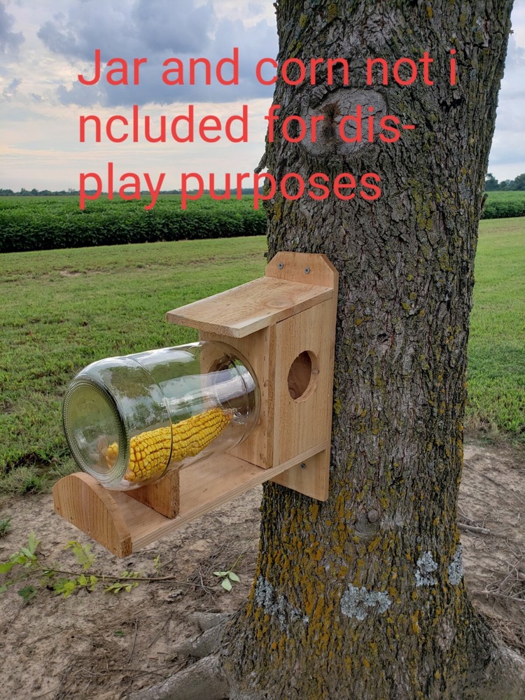 Handmade Cedar Jar Squirrel Feeder Without Jar.
