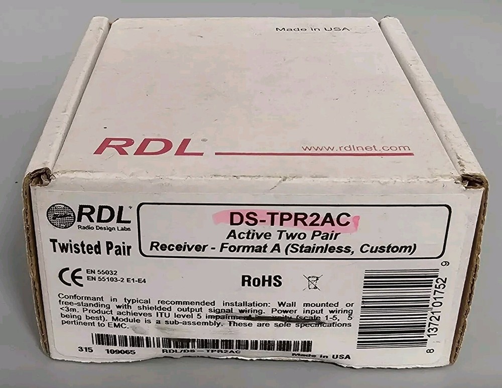 RDL DS-TPR2AC Active Two-Pair Receiver  Twisted Pair Format-A  ( Stainless, Cust
