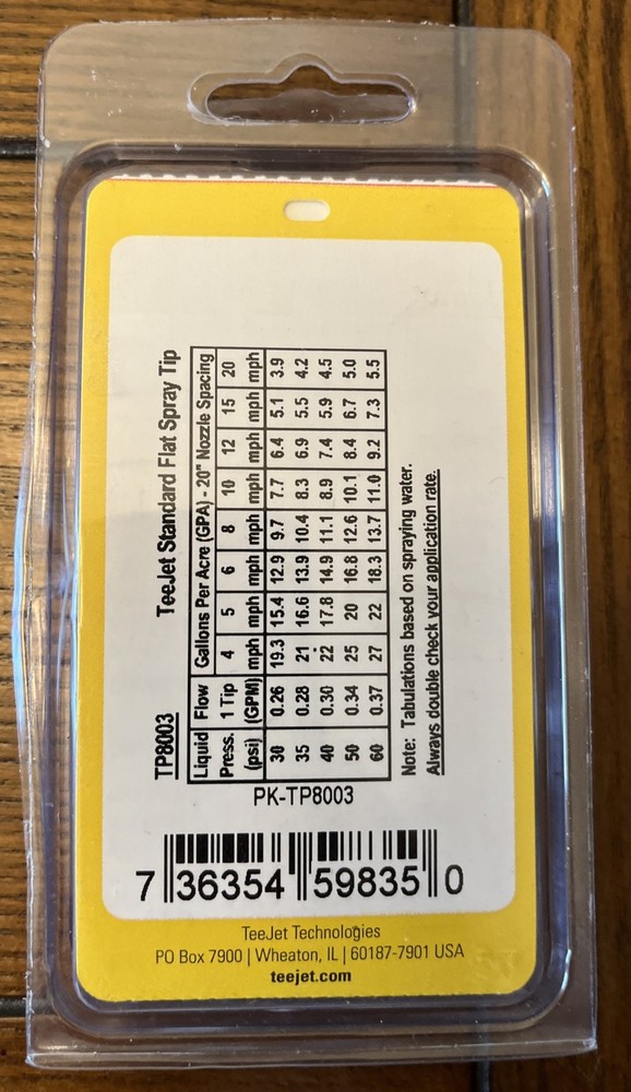 TeeJet TP8003 Flat Spray Tips 80° Brass – 4 Pack – New Sealed