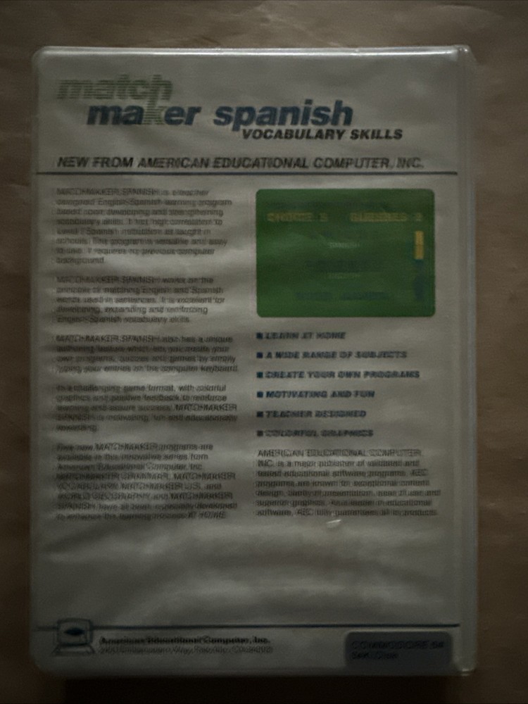 * Match Maker Spanish Vocabulary Commodore 64