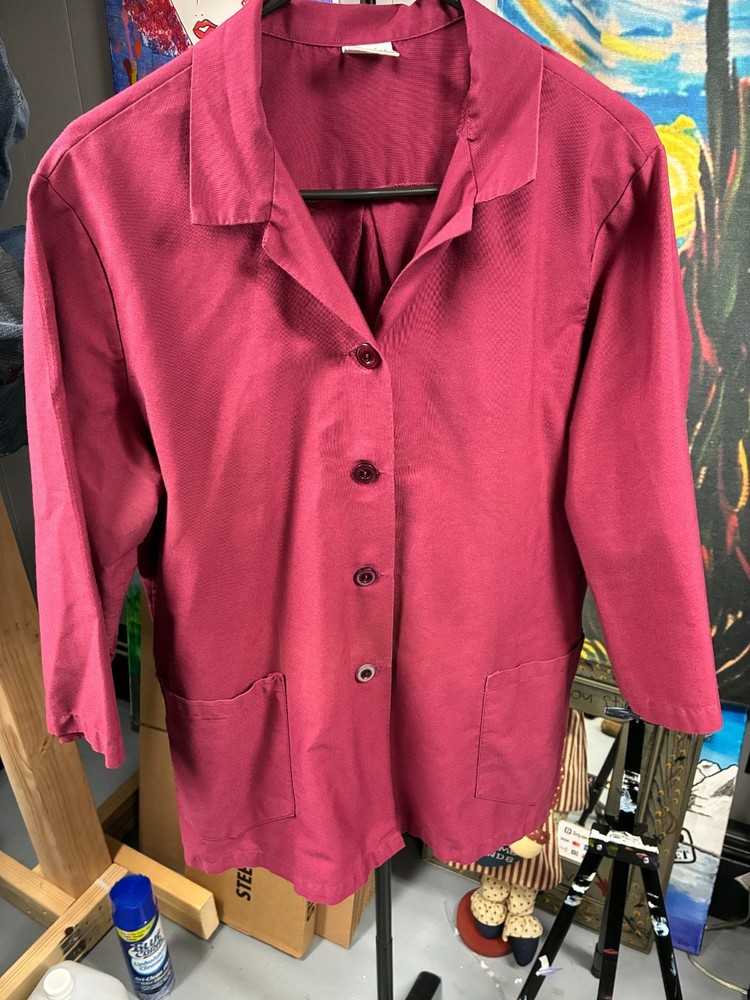 Superior Uniform Group Burgundy Work Jacket Women’s Size Large Button Front Util