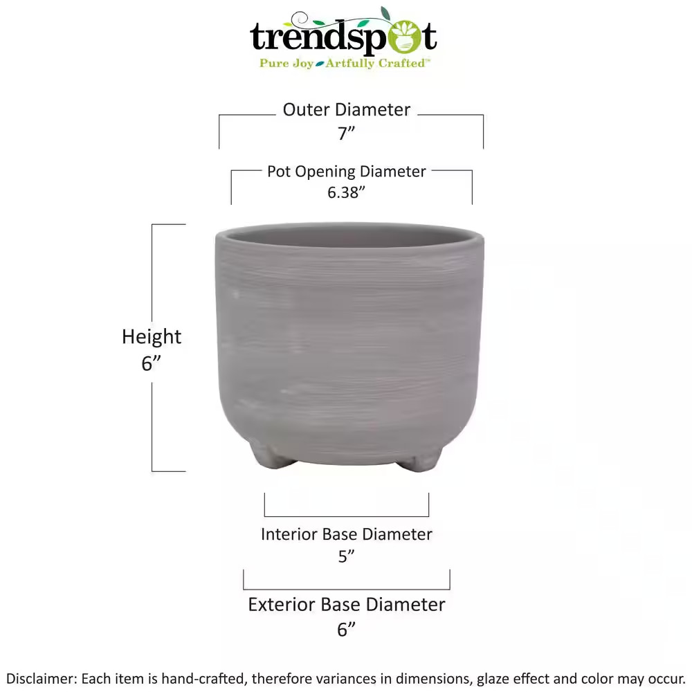 7 In. Ella Grey Ceramic Planter