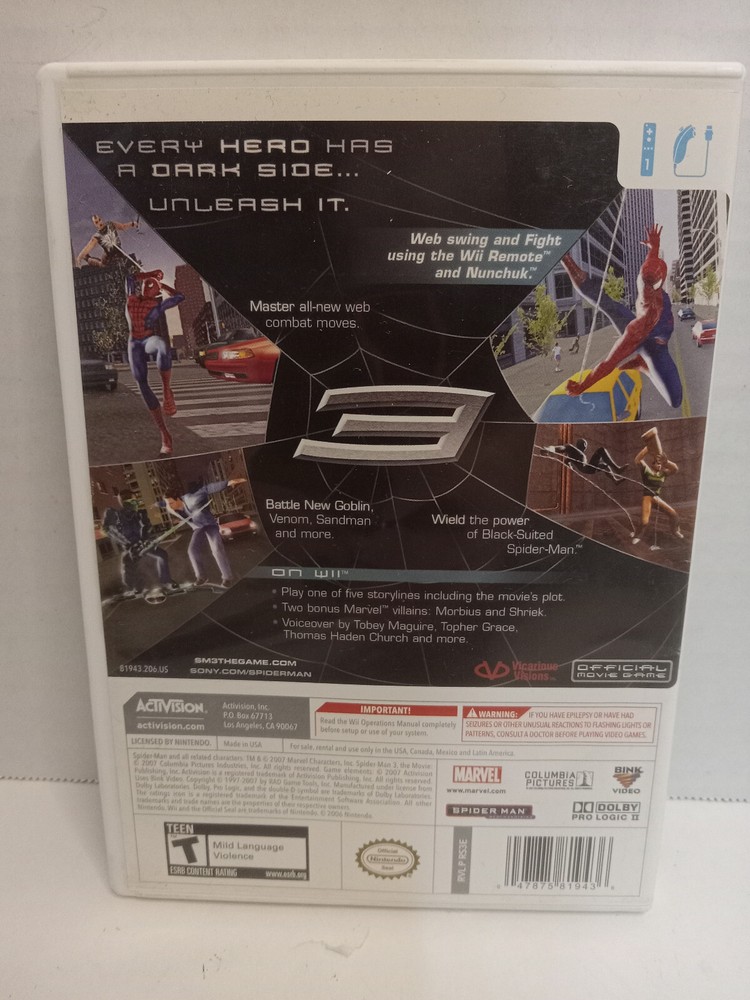 Nintendo Wii Spider-Man 3 CASE ONLY