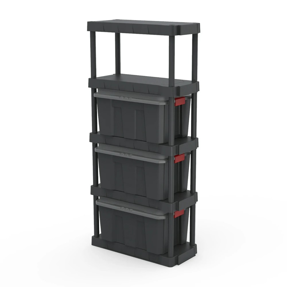 5-Tier Plastic Garage Shelving Unit Easy Assembly Durable Storage Solution New