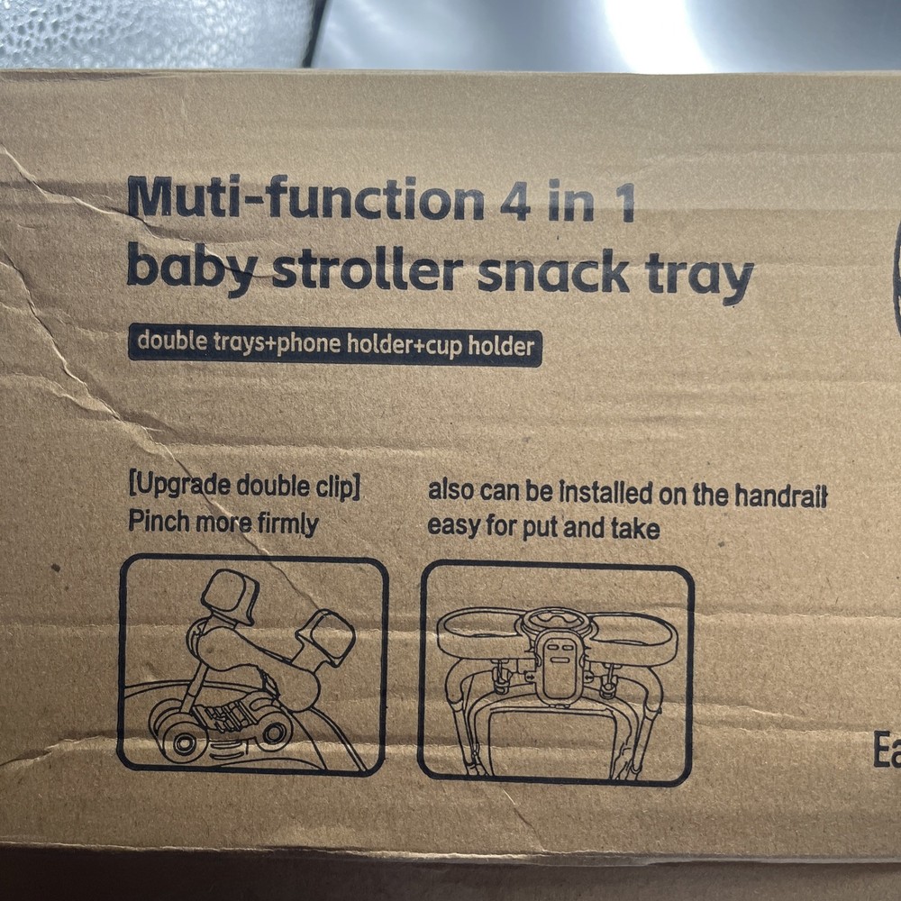 Multi Function Stroller Snack Tray 4 in 1 Cup & Phone Holder Double Tray