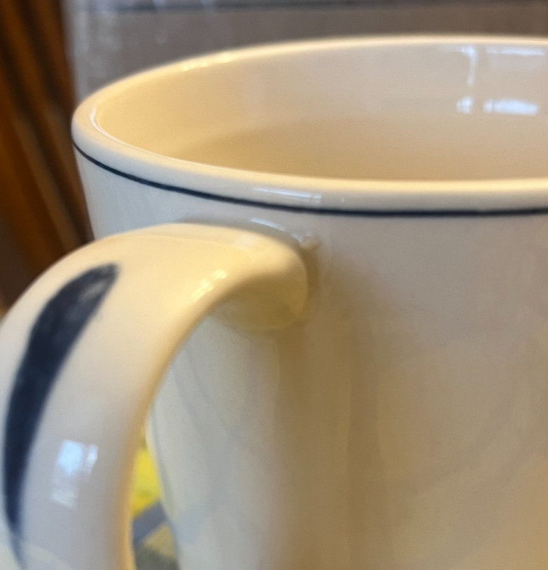 Molly Hatch Anthropologie Corgi 14oz Coffee Mug Blue Cream Hand Painted