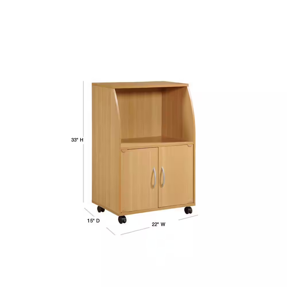 Beech Microwave Cart with Storage