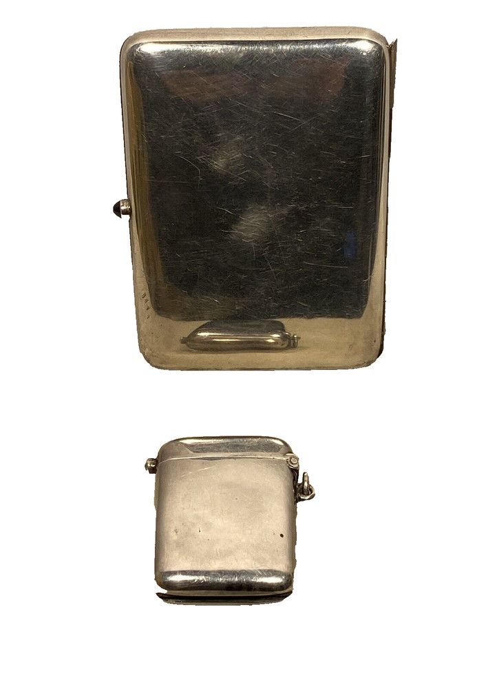 Antique Silver Diamond Emerald Ruby Cigarette Box Case Matchsafe