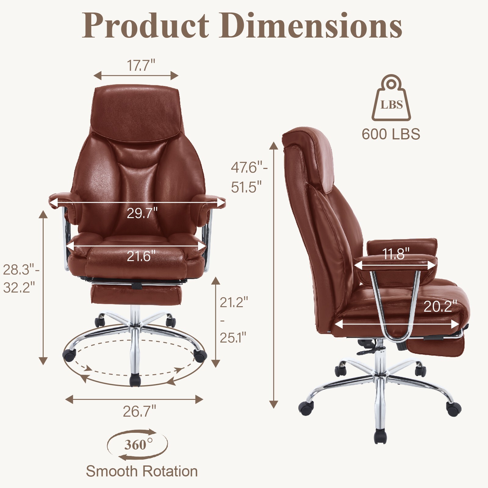 Big and Tall Office Chair 800lbs Wide Seat Office Chair with Back Support