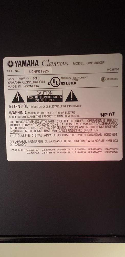 Yamaha Clarinova CVP-309GP