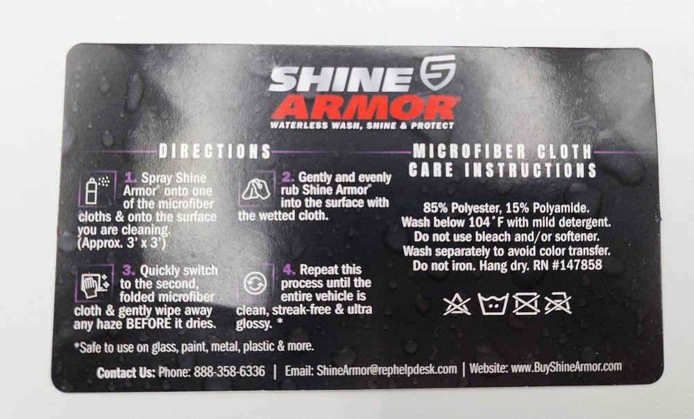 1 Kit-Shine Armor Fortify Quick Coat Ceramic Coating Spray &2 Microfiber Cloths