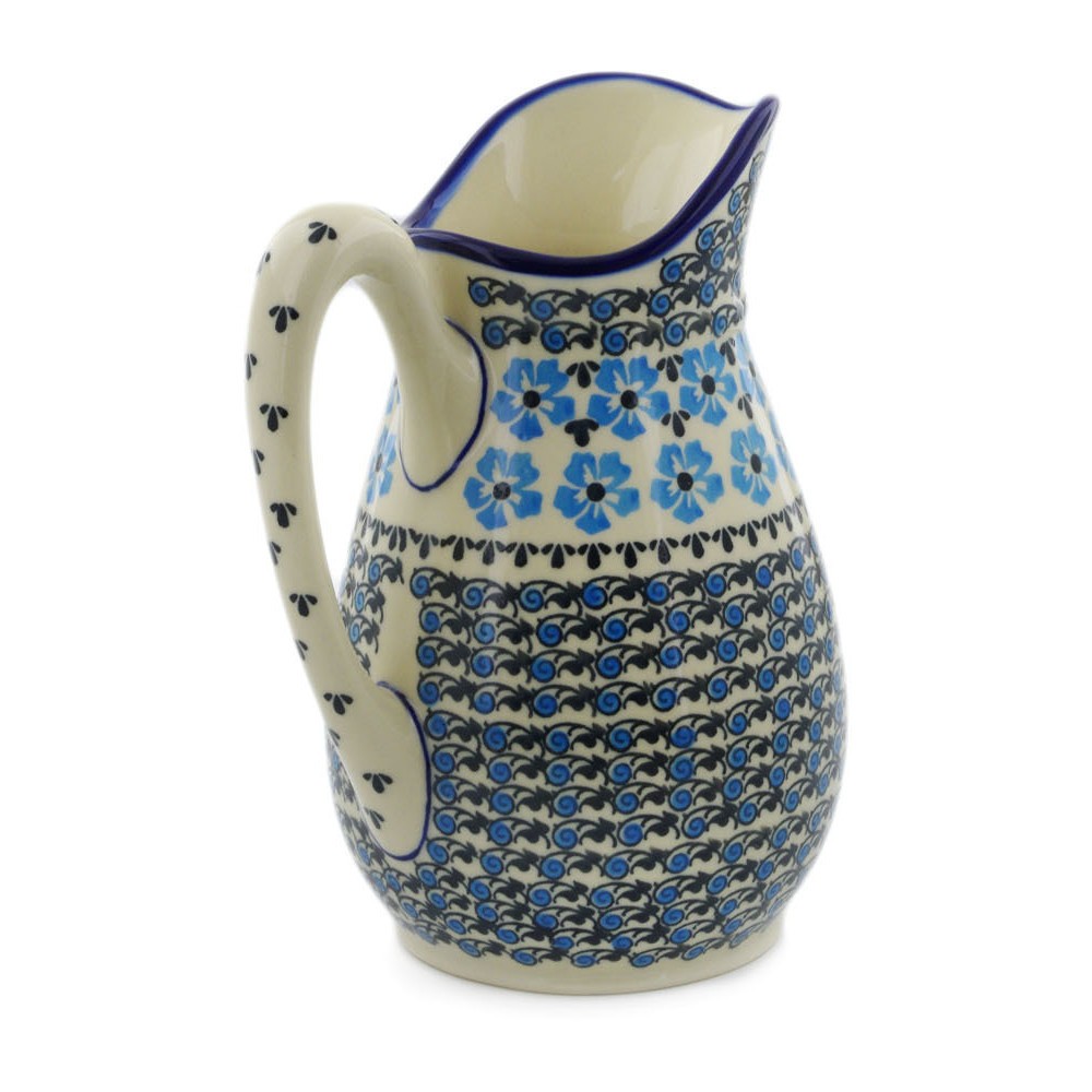Polish Pottery Pitcher 6 cups Pansy Plenty