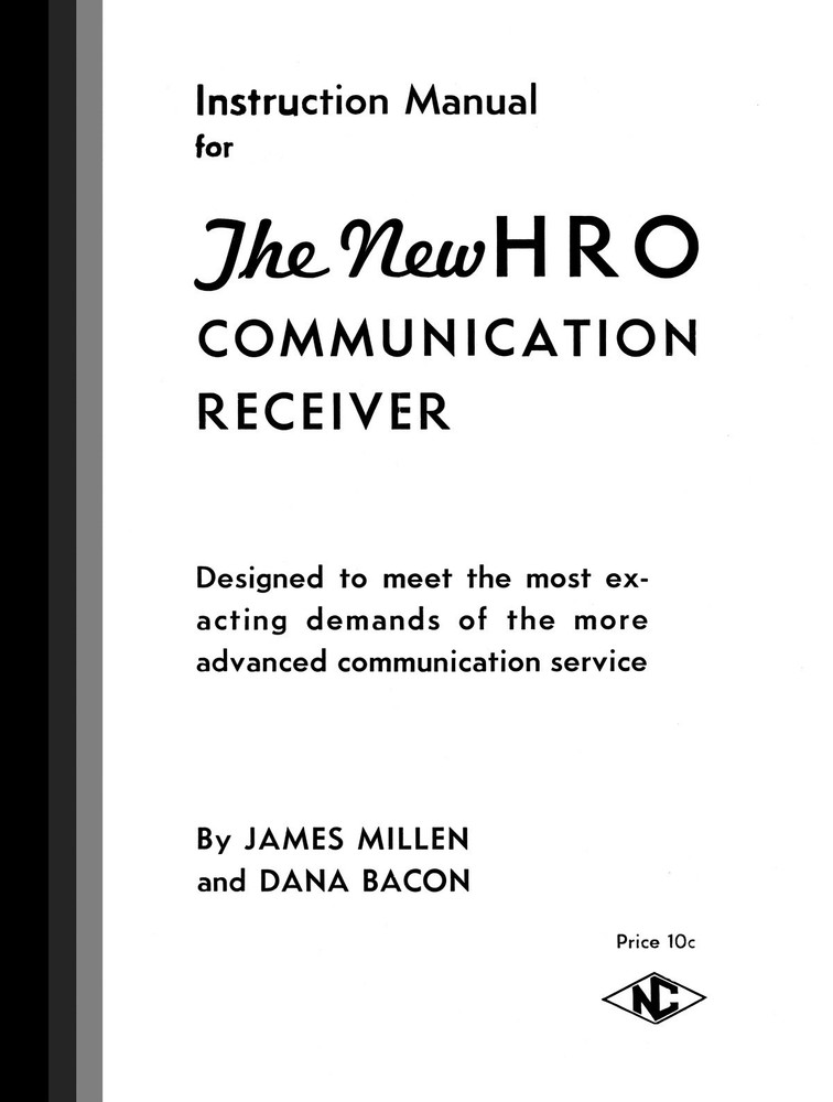 NATIONAL HRO Communication Receiver Manual