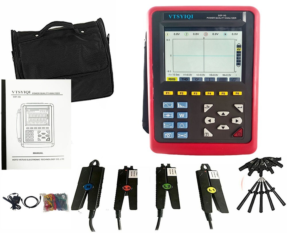 Power Quality Analyzer 3 Phase Energy Analyzer 4 PCS Current Sensor 10mA~10A