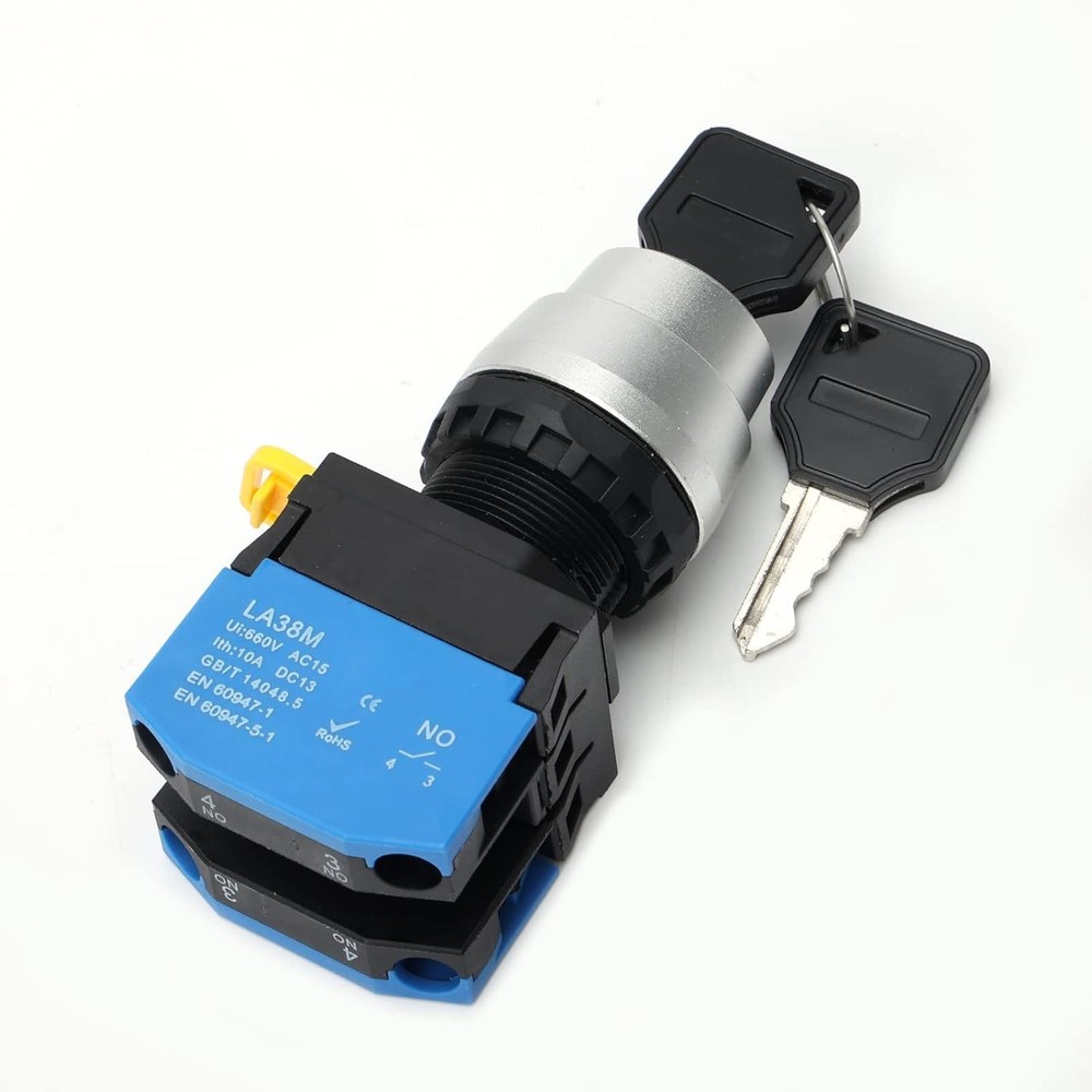 STARELO 22mm Key Switch 3 Position Maintained 2NO Latching Rotary Switch...