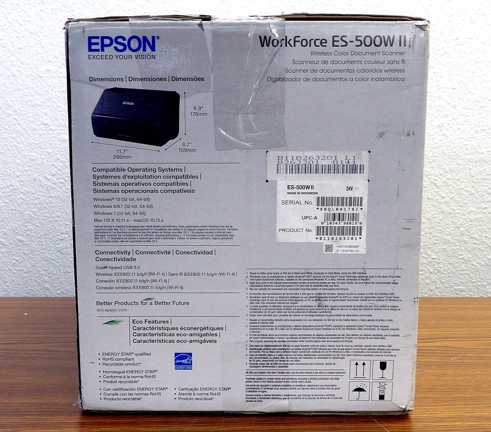 Epson WorkForce ES 500W II Wireless Color Duplex Document Scanner