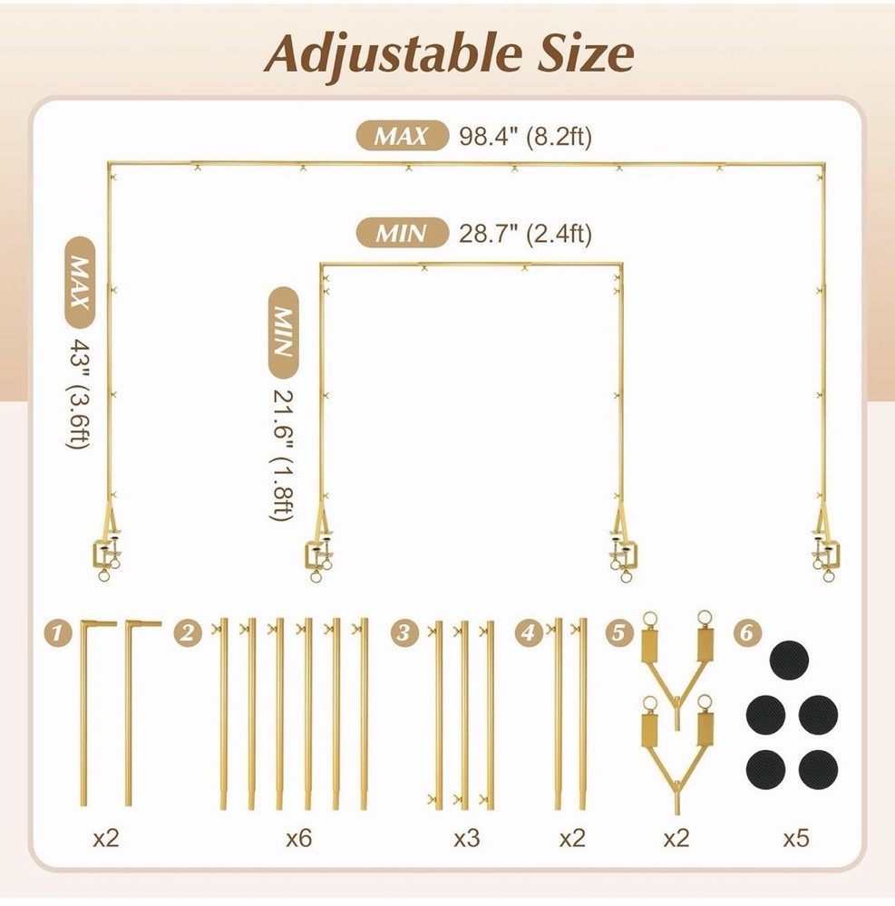 Adjustable Gold Tabletop Arch Stand