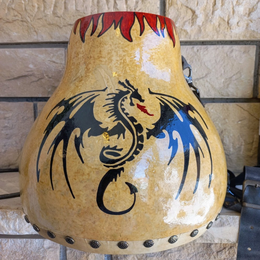 Handcrafted Adjustable Strap Drum - Dragon Thunder Gourd, Drum, and Udu Drum Com