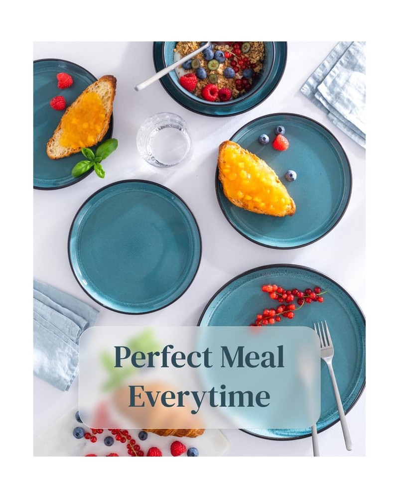 32 Piece Dinnerware Sets for 8 - Modern Style Stoneware Dinnerware Set - Scra...