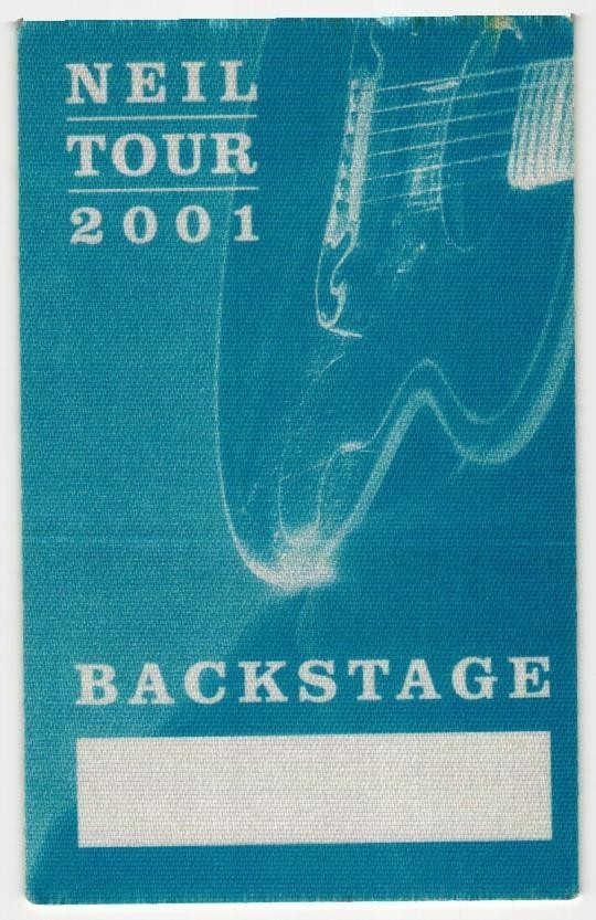 Vintage 2001 Neil Young Concert Backstage Pass