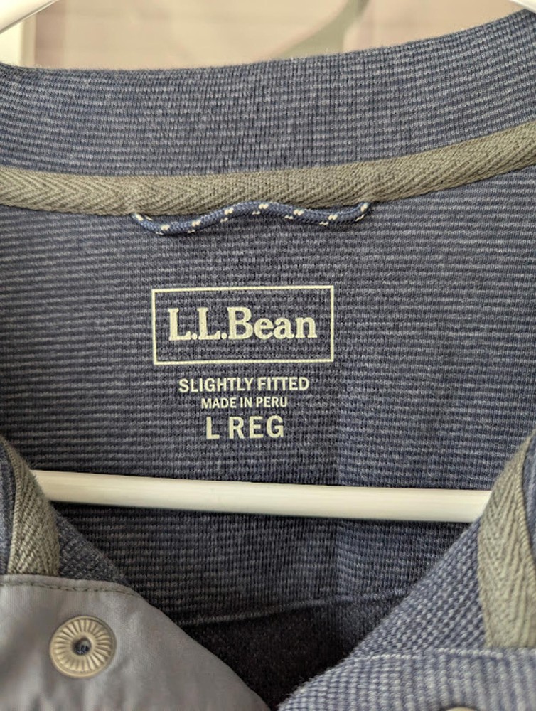 L.L.Bean Men's L Slightly Fitted Navy Blue Pullover Quarter Button Active Jacket