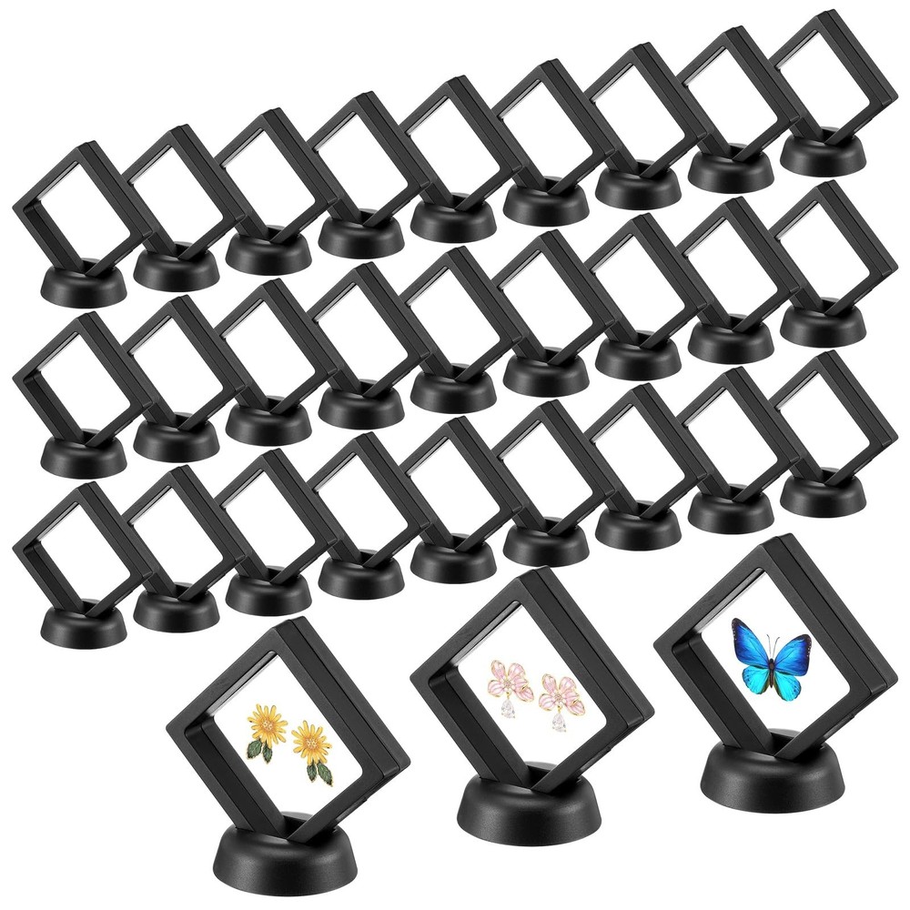 30Pcs Floating Display Case, 3D Floating Frame Display Case with Stand - Clea...