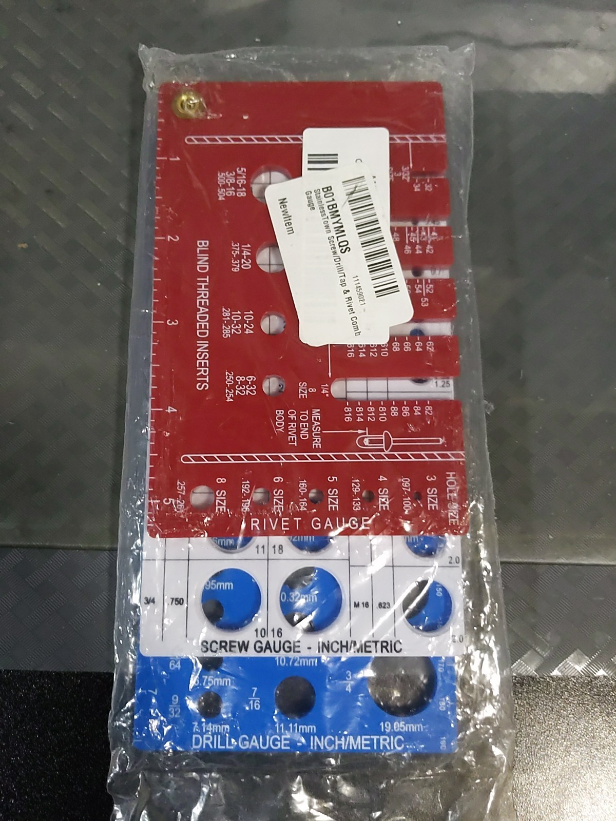 Bolt-Rivet-Screw-Drill-Size Gauge Checker with Drill & Tap Combo Gauge #74