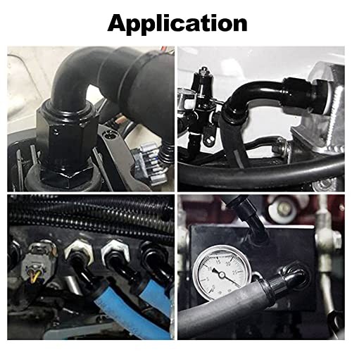 Push Lock Hose Fitting End Black 4PCS 6AN Straight