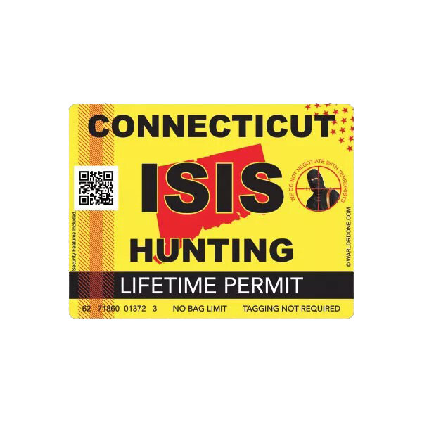 ISIS Terrorist Connecticut State Hunting Permit Sticker