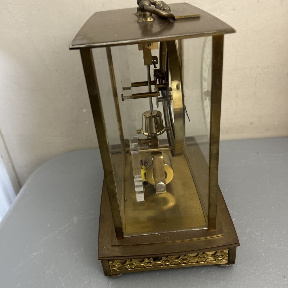 Vintage Seth Thomas Glass Square Box & Brass Mantle Clock Battery Power-Untested