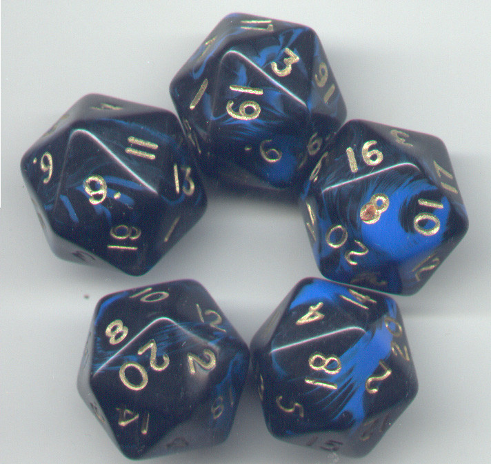 RPG Dice Set of 5 D20 - Oblivion Blue